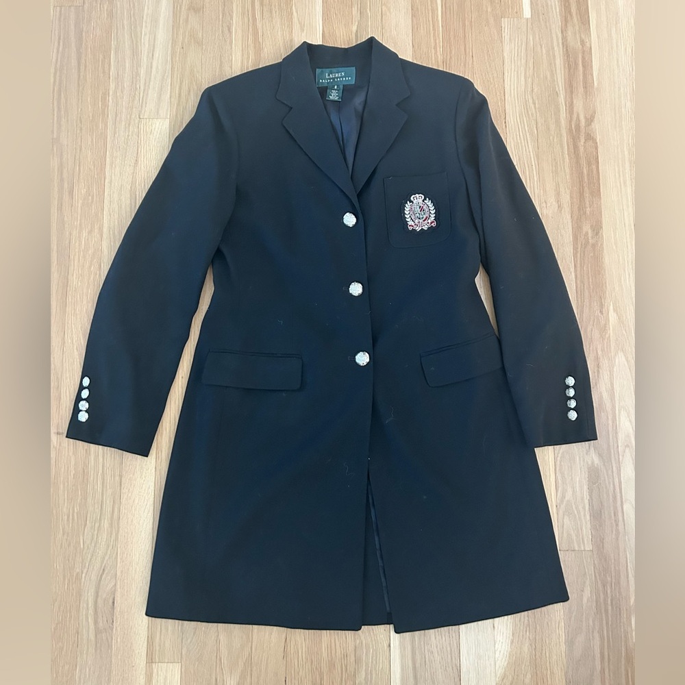 Ralph Lauren 100% Wool Saville Row Embroidered Naval Duster Blazer Coat